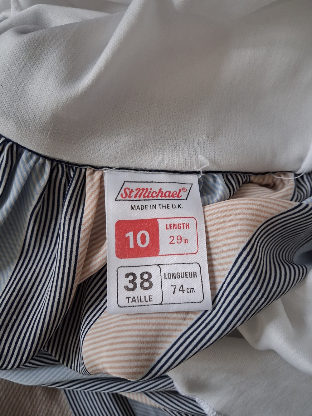 Vintage St Micheal Maxi Skirt Pleated Blue and Cream Striped Maxi Skirt - Picture 9 of 10